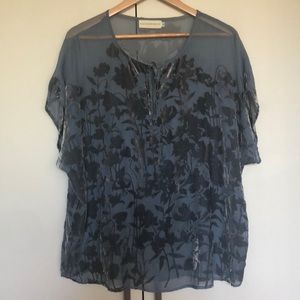 Velvet and chiffon peasant blouse